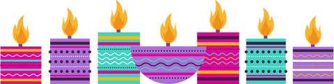 Vibrant festive flat design candles on transparent background