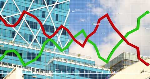 Financial Data with Market Trends and Modern Architecture - Download Free Stock Images Pikwizard.com