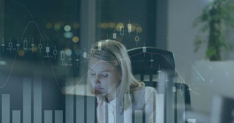 Contemplative Businesswoman Analyzing Digital Financial Data Late at Office - Download Free Stock Images Pikwizard.com