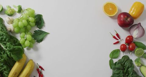 Variety of Fresh Fruits and Vegetables on White Background - Download Free Stock Images Pikwizard.com