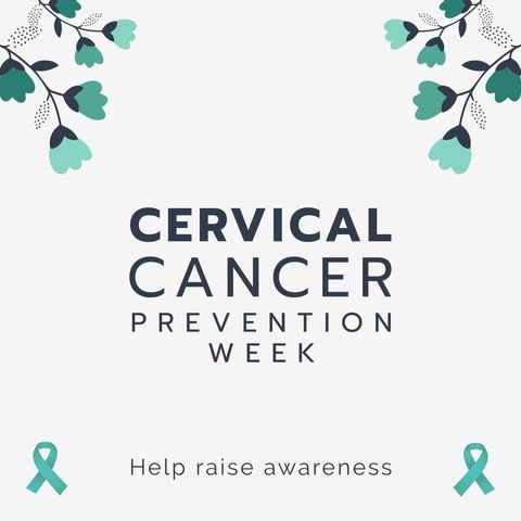Cervical cancer prevention week awareness campaign text with floral design