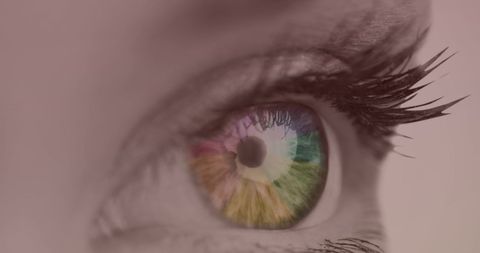 Close-Up of Vibrant Eye Reflecting Colors - Download Free Stock Images Pikwizard.com