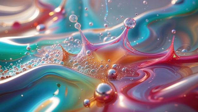 Vibrant Iridescent Fluid Patterns in Abstract Art Form