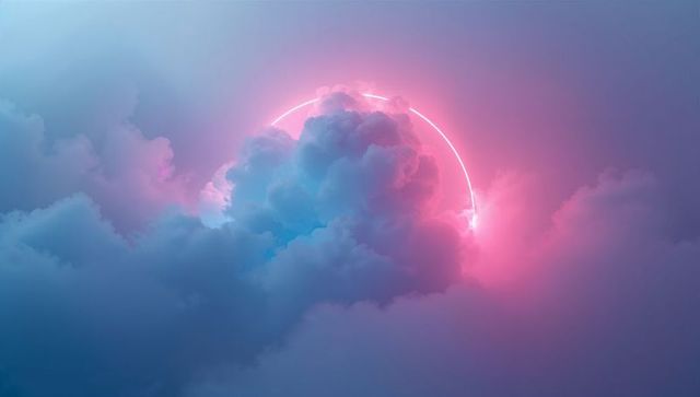 Neon Pink Glow Illuminates Surreal Cloudscape in Dreamy Sky