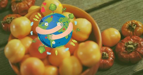 Sustainable Food Movement Concept with Embracing Earth Graphic