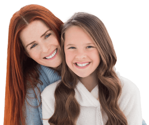 Smiling Mother Embracing Daughter in Transparent Background