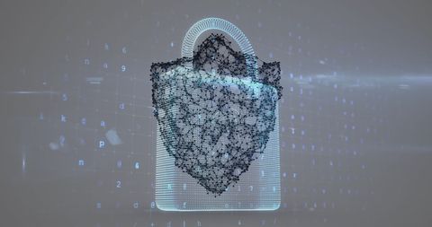 digital padlock with shield icon and cybersecurity elements - Download Free Stock Images Pikwizard.com