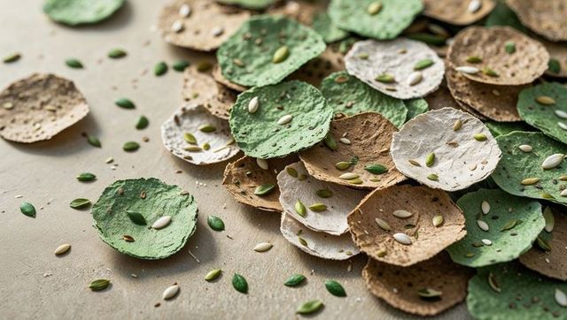 Colorful Seed Crackers on Rustic Kitchen Surface