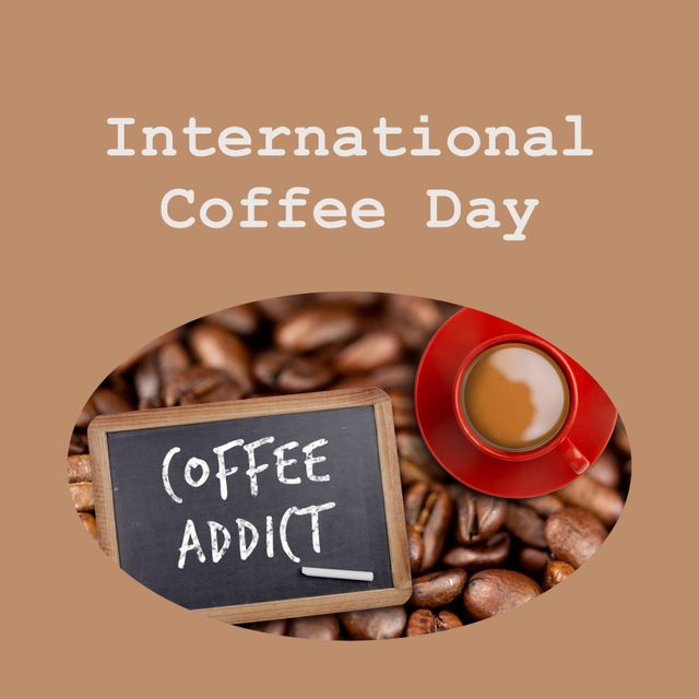 International Coffee Day Celebration with Beans and Coffee - Download Free Stock Templates Pikwizard.com