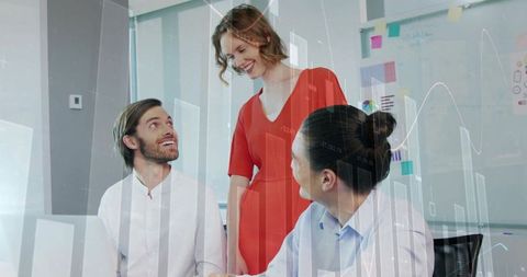 Team discussing financial insights in modern office setting