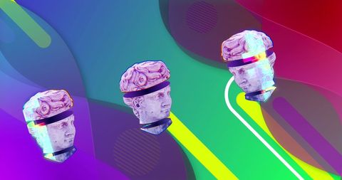 Retro-Futuristic Antique Busts with Neon Colors - Download Free Stock Images Pikwizard.com
