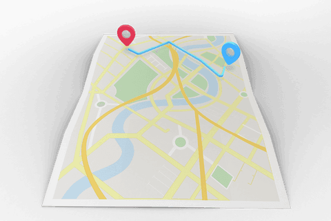 transparent digital map with red and blue pins differentiating route - Download Free Stock Videos Pikwizard.com