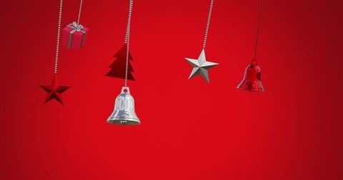 Hanging Christmas Ornaments on Red Background - Download Free Stock Images Pikwizard.com
