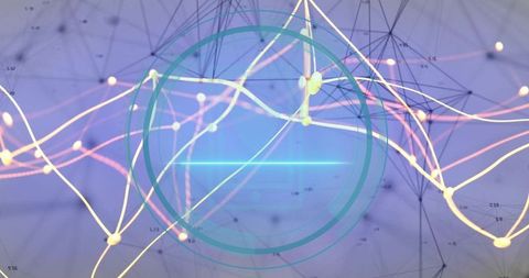 Futuristic Digital Interface with Teal HUD and Data Connectivity