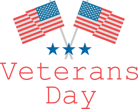 Transparent Veterans Day Logo Featuring American Flags in Celebration