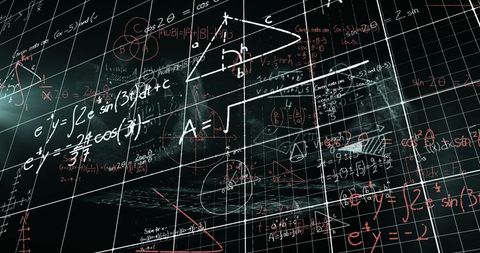 Digital Mathematical Formulas Overlay on Abstract Background