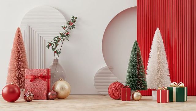 Elegant Minimalist Holiday Decor with Bottle-Brush Trees