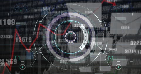 Futuristic Data Processing Interface with Digital Panels