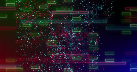 Colorful Neon Data Visualization with Futuristic Floating Particles