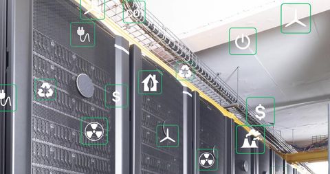 Sustainability and Technology Interface in Modern Server Rooms - Download Free Stock Images Pikwizard.com