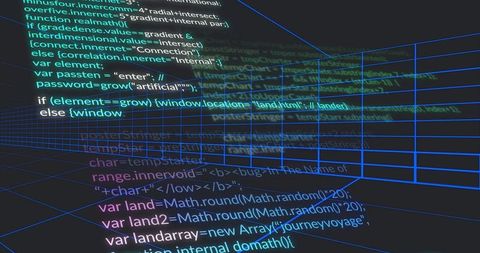 Floating computer code in virtual 3d space