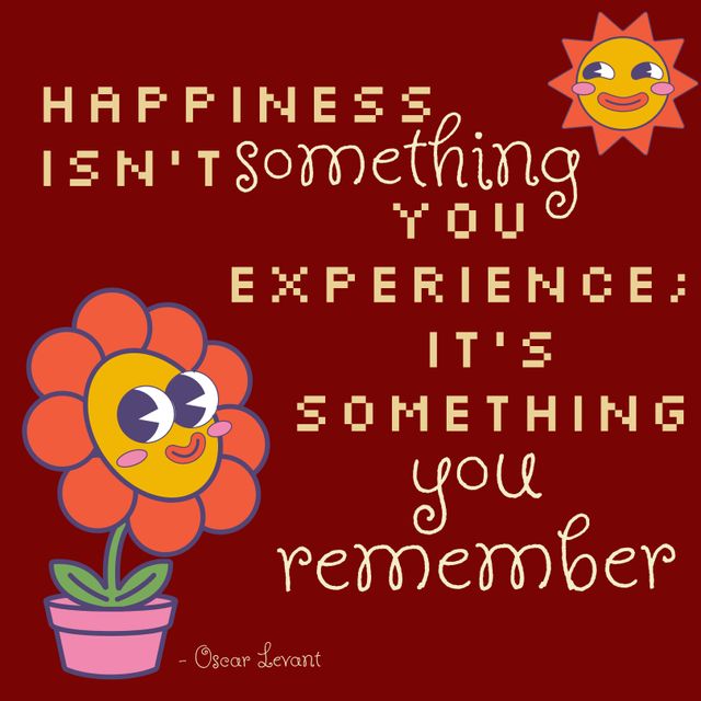 Inspirational Quote with Cheerful Flower and Sun Evoking Happiness - Download Free Stock Templates Pikwizard.com