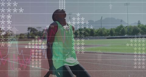 Determined Athlete with Prosthetic Blades and Digital Data Overlay - Download Free Stock Images Pikwizard.com