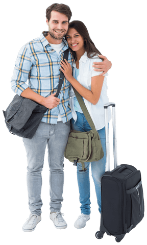 Attractive Couple Traveling with Luggage on Transparent Background - Download Free Stock Videos Pikwizard.com