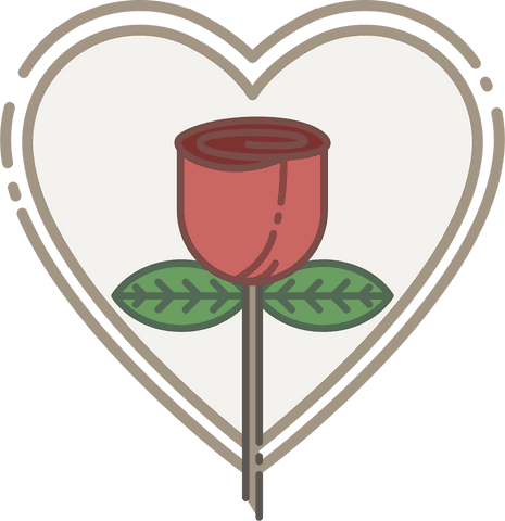 Digital Rose and Heart Illustration on Transparent Background