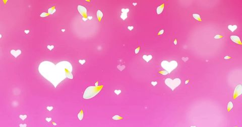 Glowing Hearts and Petals on Pastel Pink Background - Download Free Stock Images Pikwizard.com