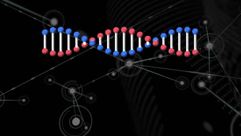 Colorful DNA Structure with Interactive Connection Background