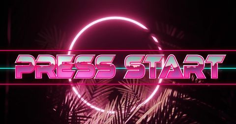 Retro Gaming Neon Sign with Bold Pink Lettering - Download Free Stock Images Pikwizard.com