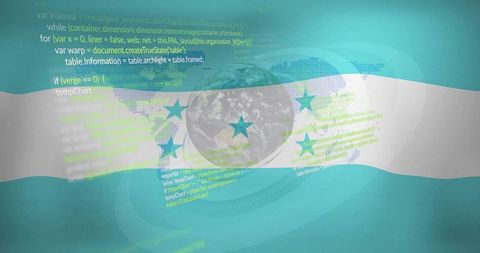 Futuristic Digital Concept with Flag and Code Overlay