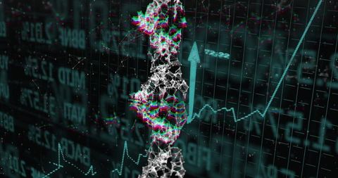 Futuristic Double Helix and Stock Data Visualization