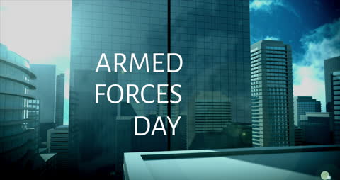 Armed Forces Day Tribute with Skyscraper Reflection