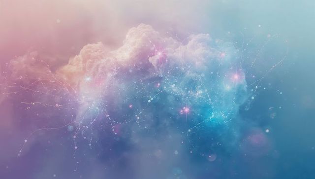 Mystical Pastel Nebula with Luminous Stars and Light Trails