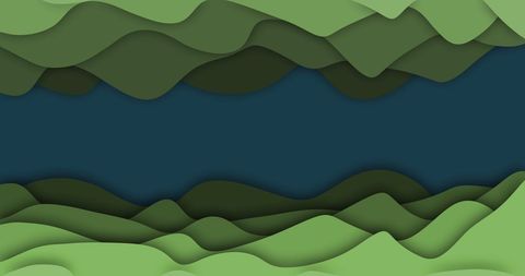 Abstract green waves on blue background