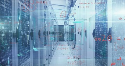 Data Processing and Math Calculations in Modern Server Room - Download Free Stock Images Pikwizard.com