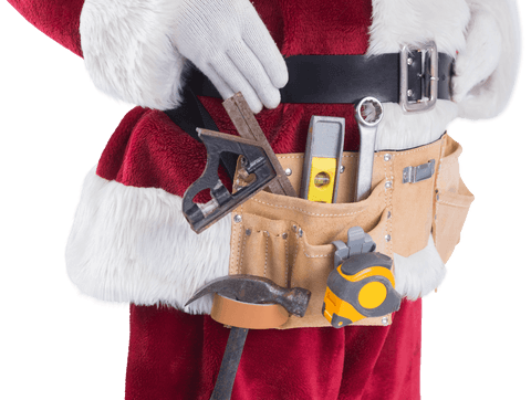 Santa claus costume with transparent tool belt for christmas fun