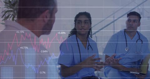 Analyzing healthcare reports: diverse doctors discussing data trends