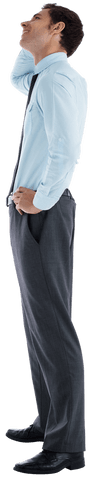 transparent standing businessman hand on head appearing thoughtful - Download Free Stock Videos Pikwizard.com