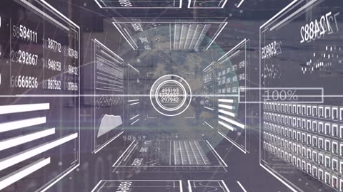 Futuristic Data Processing and Global Connections Animation