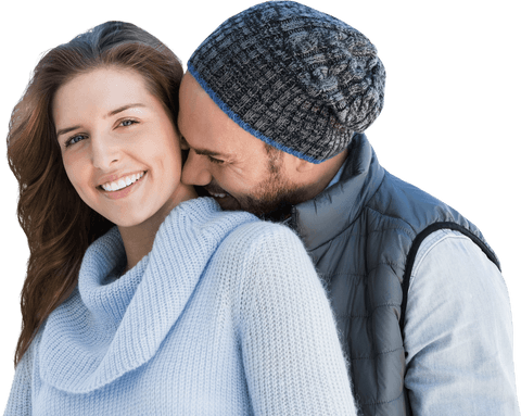 Transparent Background Romantic Couple Embracing Playfully