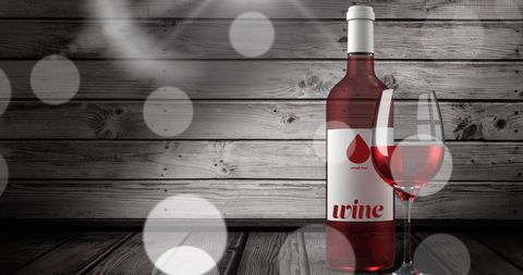 Rose Wine with Glass on Wooden Background featuring Rustic Appeal - Download Free Stock Images Pikwizard.com
