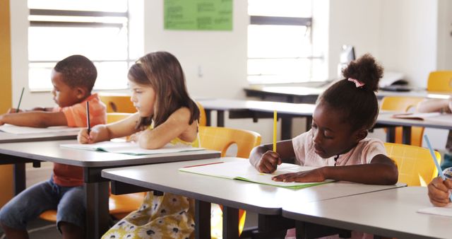 Children Attending Class Focusing on Drawing and Writing Assignments - Download Free Stock Images Pikwizard.com