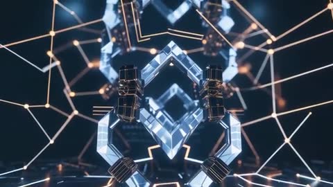 Futuristic Geometric Digital Plane with Rotating Structures