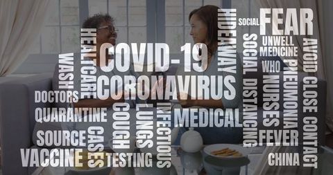 Home Healthcare Concept with COVID-19 Awareness Text Overlay
