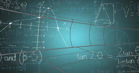 Abstract Animation of Math Formulas on Green Background
