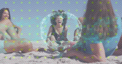 Diverse Group of Friends Enjoying a Beach Day Celebration