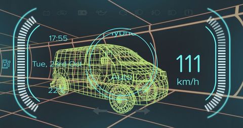 Futuristic Digital Car Interface with 3D Grid Model - Download Free Stock Images Pikwizard.com